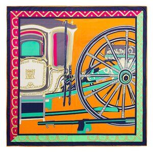 130*130cm Wheeled carriage Women's Scarf 100% silk #91
